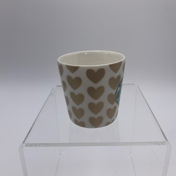 STARBUCKS Expresso Cup Mini Coffee Mug Demitasse 3 Oz 2015 Gold Hearts - Picture 3 of 8